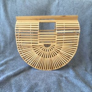 Bamboo Half-Moon Clutch Handbag